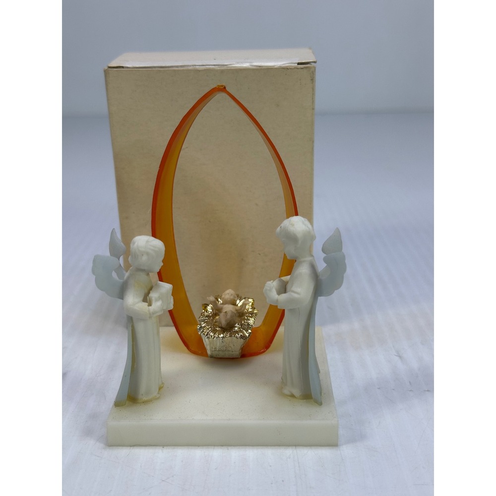 Vintage Made in Italy Miniature Nativity Scene Angels Baby Jesus 977 Christmas